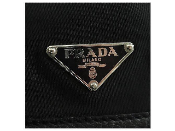 Borsa a mano PRADA in nylon nero argento BR2120 Auth am11021V - vista 19