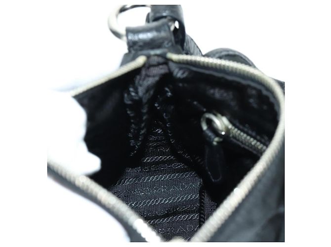 Borsa a mano PRADA in nylon nero argento BR2120 Auth am11021V - vista 22