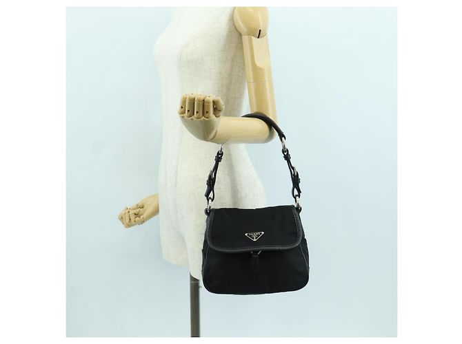 Borsa a mano PRADA in nylon nero argento BR2120 Auth am11021V - vista 26