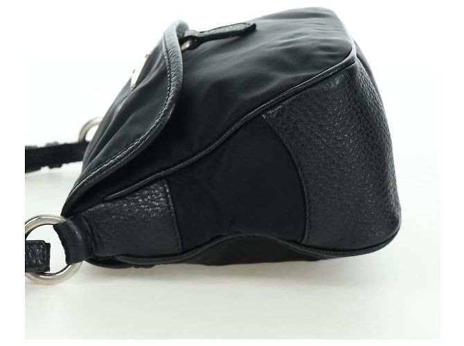 Borsa a mano PRADA in nylon nero argento BR2120 Auth am11021V - vista 3
