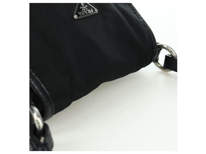 Borsa a mano PRADA in nylon nero argento BR2120 Auth am11021V - vista 6