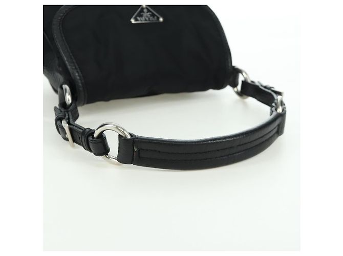 Borsa a mano PRADA in nylon nero argento BR2120 Auth am11021V - vista 7