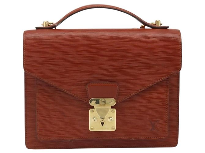 LOUIS VUITTON Borsa a Mano Epi Monceau 28 Marrone M52123 LV Auth BA11286 - vista 13