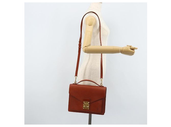 LOUIS VUITTON Borsa a Mano Epi Monceau 28 Marrone M52123 LV Auth BA11286 - vista 27