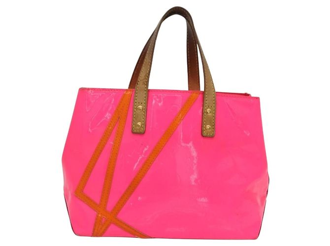 LOUIS VUITTON Borsa Reade PM Monogram Vernis Fluo Rosa Arancio M91903 Auth mr2138 Arancione - vista 13