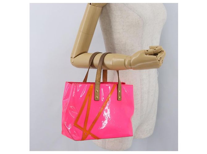 LOUIS VUITTON Borsa Reade PM Monogram Vernis Fluo Rosa Arancio M91903 Auth mr2138 Arancione - vista 22