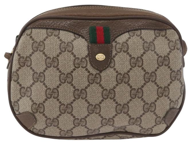 Borsa Sherry Line GG Supreme Web di GUCCI in PVC beige e oro 89 02 066i Auth BSZ370 D'oro - vista 13