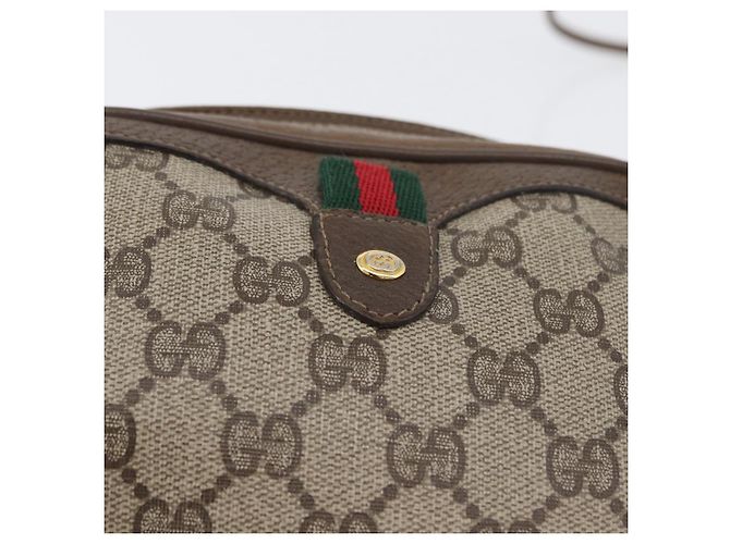 Borsa Sherry Line GG Supreme Web di GUCCI in PVC beige e oro 89 02 066i Auth BSZ370 D'oro - vista 18