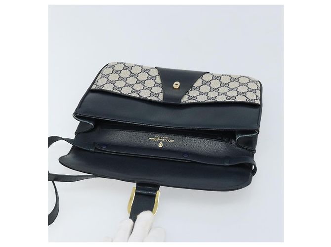 GUCCI GG Supreme Clutch Bag PVC Blu Navy Oro 904 02 025 Auth ep13862 D'oro - vista 10