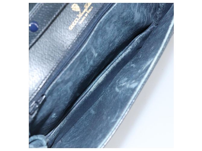 GUCCI GG Supreme Clutch Bag PVC Blu Navy Oro 904 02 025 Auth ep13862 D'oro - vista 11