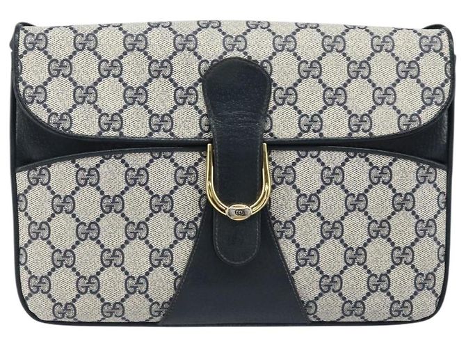 GUCCI GG Supreme Clutch Bag PVC Blu Navy Oro 904 02 025 Auth ep13862 D'oro - vista 13