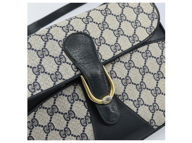 GUCCI GG Supreme Clutch Bag PVC Blu Navy Oro 904 02 025 Auth ep13862 D'oro - vista 17