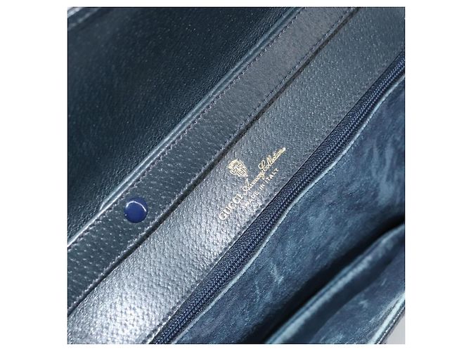 GUCCI GG Supreme Clutch Bag PVC Blu Navy Oro 904 02 025 Auth ep13862 D'oro - vista 18