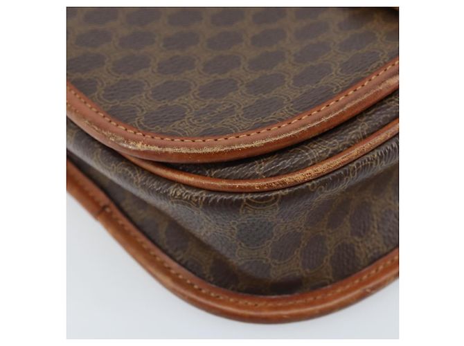 Céline Borsa a Spalla in Tela Macadam CELINE PVC Marrone Oro Auth bs33903 D'oro - vista 15