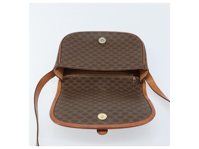Céline Borsa a Spalla in Tela Macadam CELINE PVC Marrone Oro Auth bs33903 D'oro - vista 19