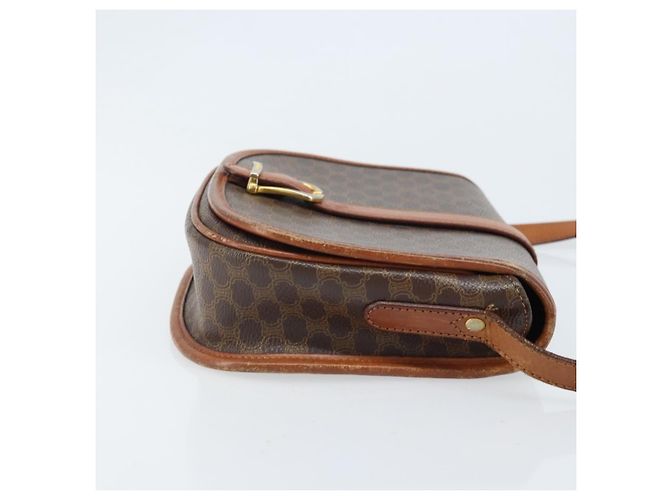 Céline Borsa a Spalla in Tela Macadam CELINE PVC Marrone Oro Auth bs33903 D'oro - vista 3