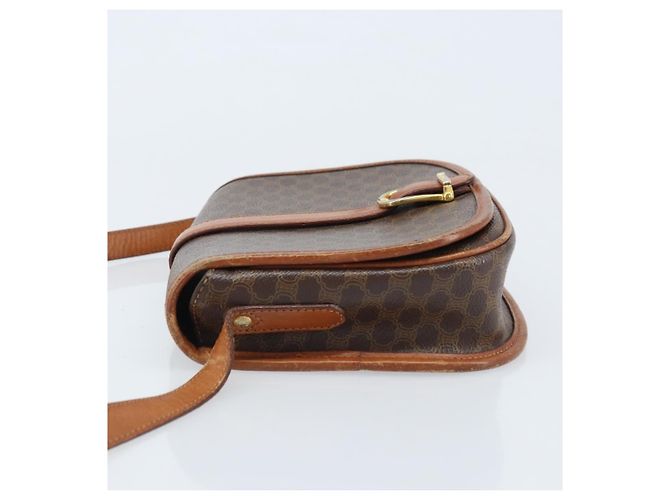 Céline Borsa a Spalla in Tela Macadam CELINE PVC Marrone Oro Auth bs33903 D'oro - vista 4