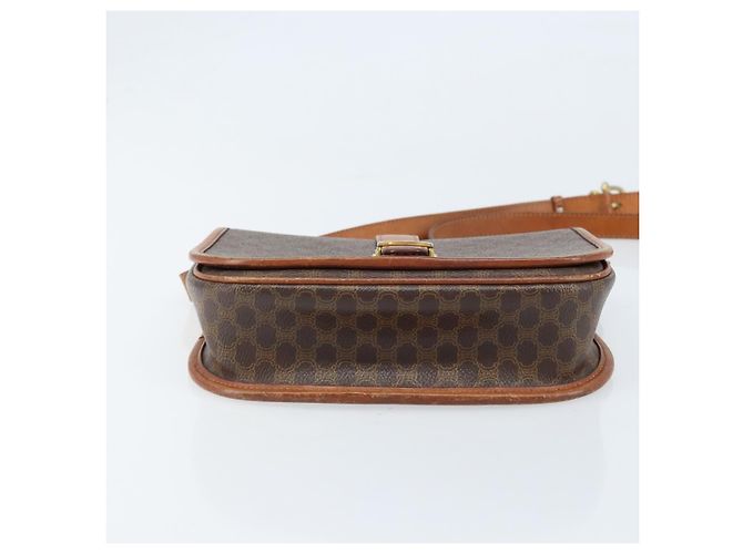 Céline Borsa a Spalla in Tela Macadam CELINE PVC Marrone Oro Auth bs33903 D'oro - vista 5