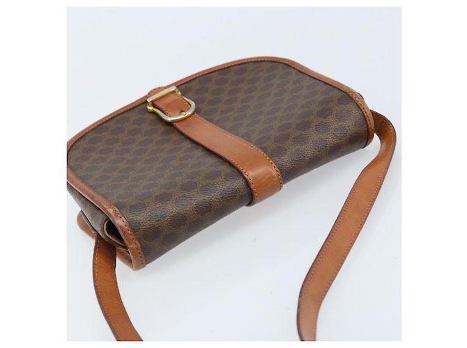 Céline Borsa a Spalla in Tela Macadam CELINE PVC Marrone Oro Auth bs33903 D'oro - vista 6