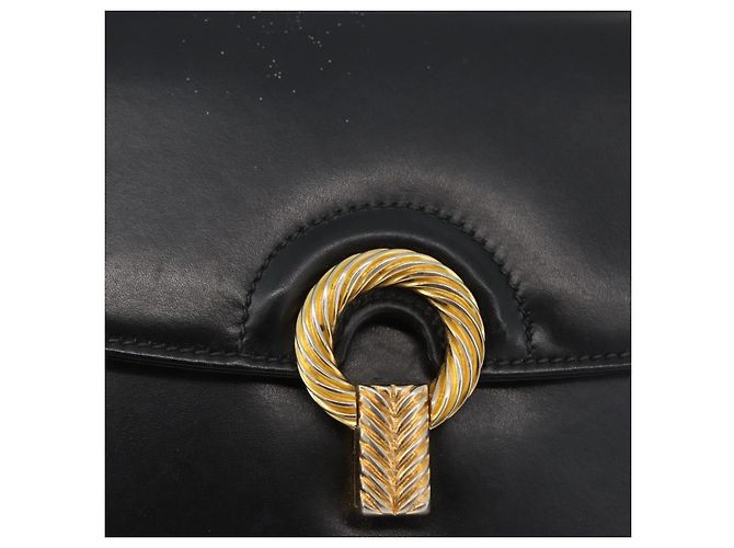 Sac à main en cuir noir et or Auth ARZ052 de GUCCI Doré - vue 17