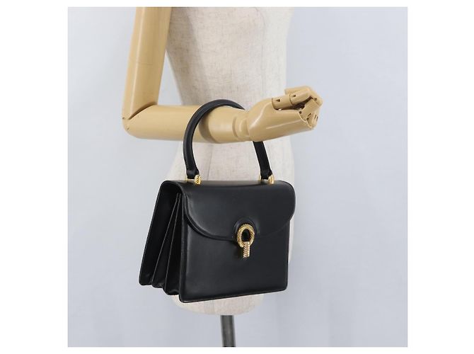 Sac à main en cuir noir et or Auth ARZ052 de GUCCI Doré - vue 22