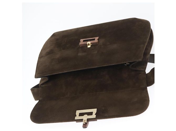 Gancini Schultertasche aus schwarzem Wildleder mit Gold Salvatore Ferragamo Auth gh1859 Golden - vista 10