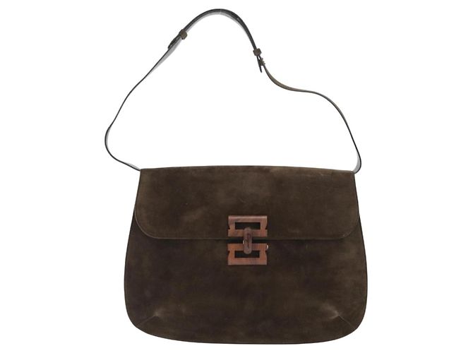 Gancini Schultertasche aus schwarzem Wildleder mit Gold Salvatore Ferragamo Auth gh1859 Golden - vista 13