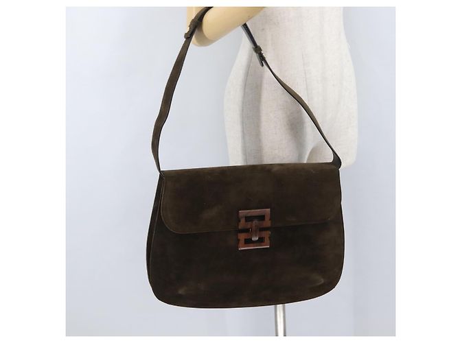Gancini Schultertasche aus schwarzem Wildleder mit Gold Salvatore Ferragamo Auth gh1859 Golden - vista 22