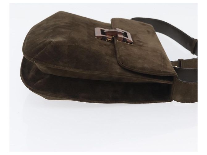 Gancini Schultertasche aus schwarzem Wildleder mit Gold Salvatore Ferragamo Auth gh1859 Golden - vista 3