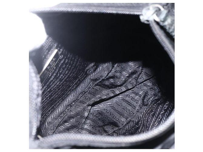 PRADA Schultertasche Nylon Schwarz Silber Authentisch fm5260 - Ansicht 10