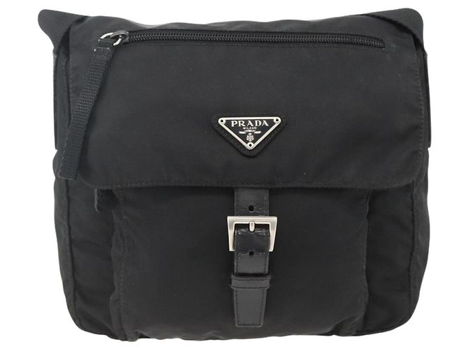 PRADA Schultertasche Nylon Schwarz Silber Authentisch fm5260 - Ansicht 13