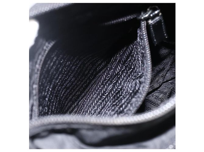 PRADA Schultertasche Nylon Schwarz Silber Authentisch fm5260 - Ansicht 27