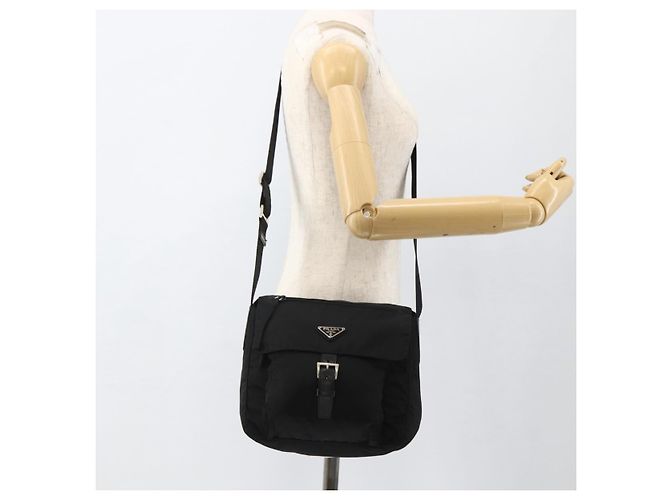 PRADA Schultertasche Nylon Schwarz Silber Authentisch fm5260 - Ansicht 29