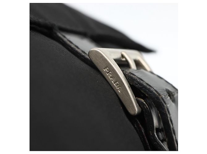 PRADA Schultertasche Nylon Schwarz Silber Authentisch fm5260 - Ansicht 8