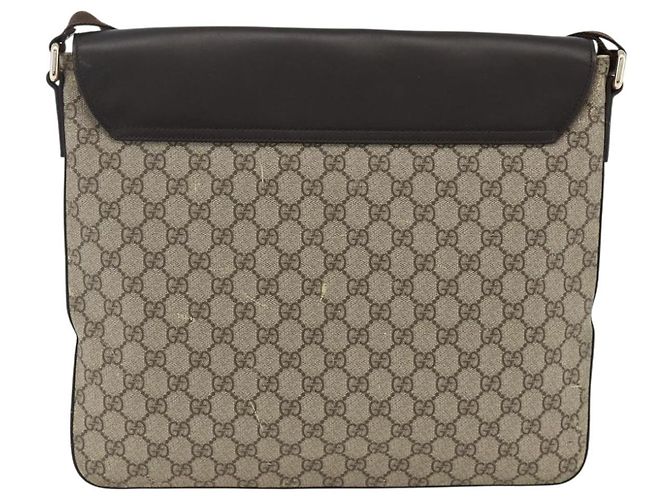 Gucci Borsa a Spalla GG Supreme PVC Oro Beige 223666 Auth ka3168 D'oro - vista 2