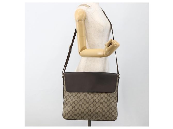 Gucci Borsa a Spalla GG Supreme PVC Oro Beige 223666 Auth ka3168 D'oro - vista 23