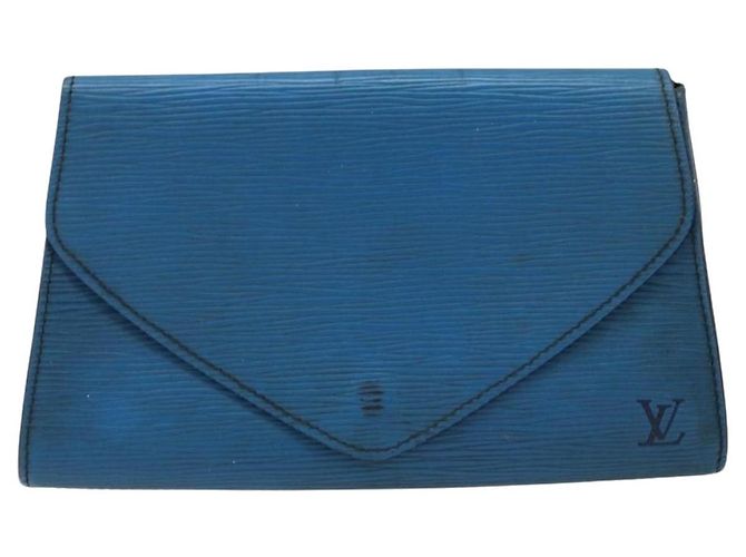 LOUIS VUITTON Clutch Art Déco Epi Blu M52635 LV Auth ARZ317 - vista 13