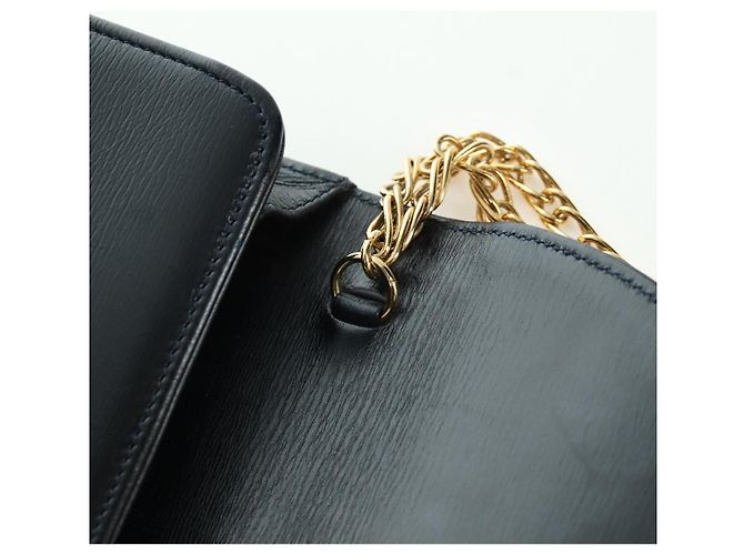 Borsa a spalla in pelle nera e oro Cartier Sapphire Line Chain Auth 173713A Nero D'oro - vista 10