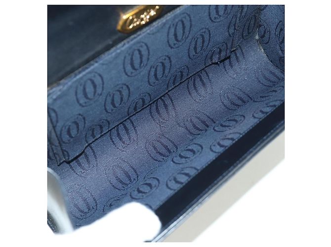 Borsa a spalla in pelle nera e oro Cartier Sapphire Line Chain Auth 173713A Nero D'oro - vista 11