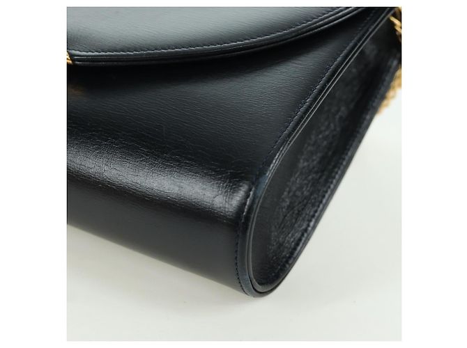 Borsa a spalla in pelle nera e oro Cartier Sapphire Line Chain Auth 173713A Nero D'oro - vista 15