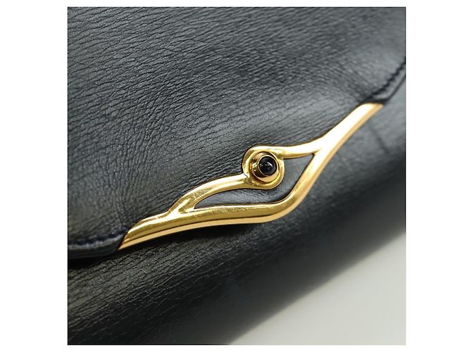 Borsa a spalla in pelle nera e oro Cartier Sapphire Line Chain Auth 173713A Nero D'oro - vista 18