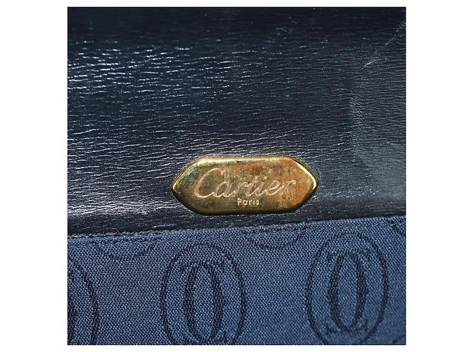 Borsa a spalla in pelle nera e oro Cartier Sapphire Line Chain Auth 173713A Nero D'oro - vista 19