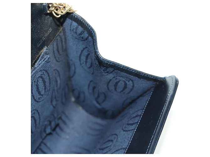 Borsa a spalla in pelle nera e oro Cartier Sapphire Line Chain Auth 173713A Nero D'oro - vista 20