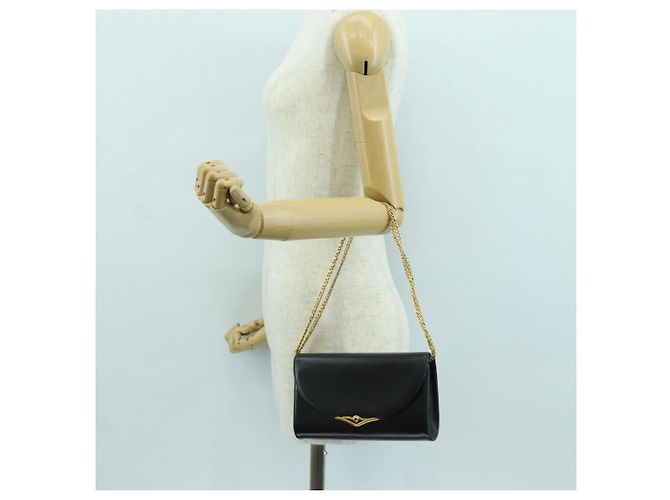 Borsa a spalla in pelle nera e oro Cartier Sapphire Line Chain Auth 173713A Nero D'oro - vista 23