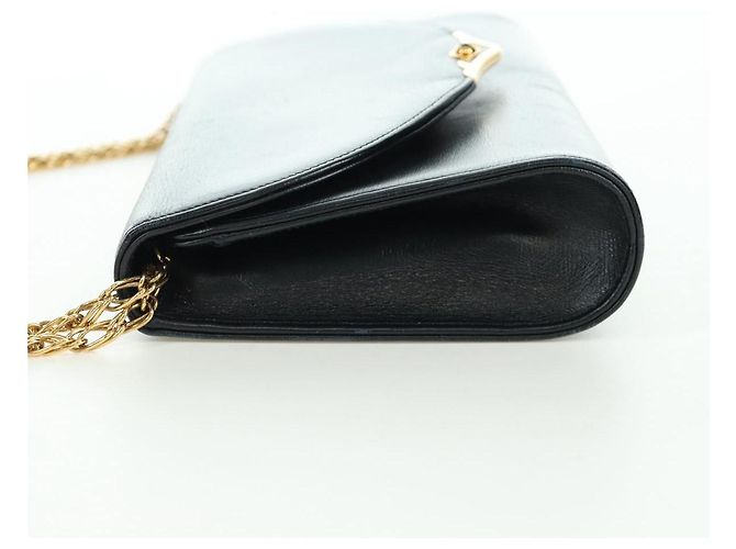 Borsa a spalla in pelle nera e oro Cartier Sapphire Line Chain Auth 173713A Nero D'oro - vista 3