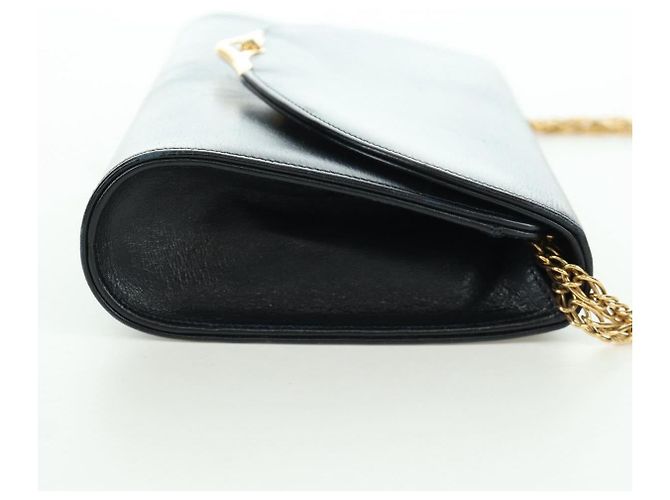Borsa a spalla in pelle nera e oro Cartier Sapphire Line Chain Auth 173713A Nero D'oro - vista 4