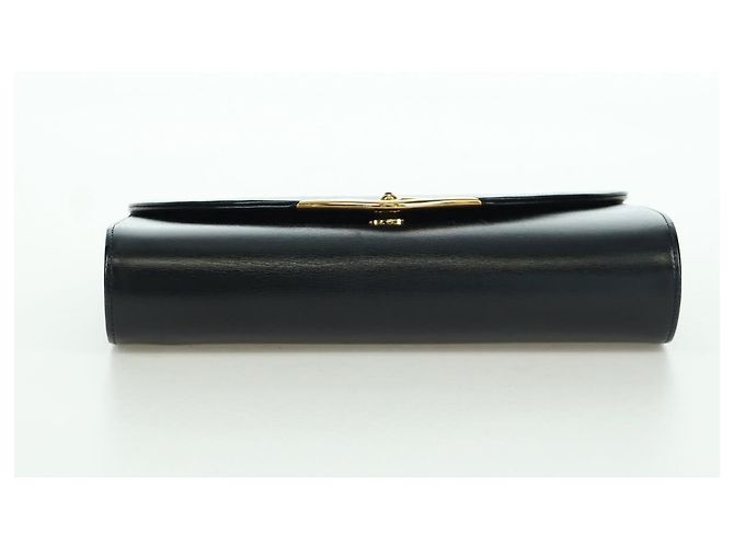 Borsa a spalla in pelle nera e oro Cartier Sapphire Line Chain Auth 173713A Nero D'oro - vista 5