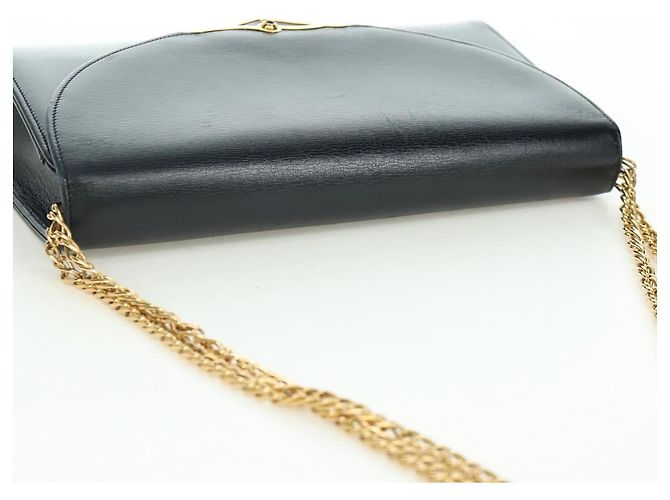Borsa a spalla in pelle nera e oro Cartier Sapphire Line Chain Auth 173713A Nero D'oro - vista 6