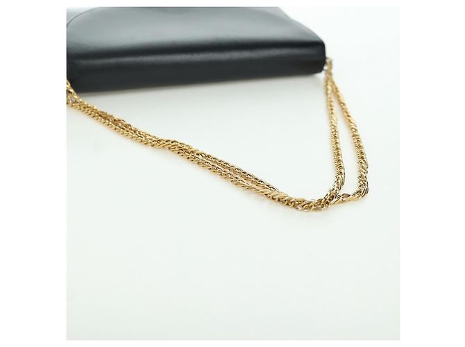 Borsa a spalla in pelle nera e oro Cartier Sapphire Line Chain Auth 173713A Nero D'oro - vista 7