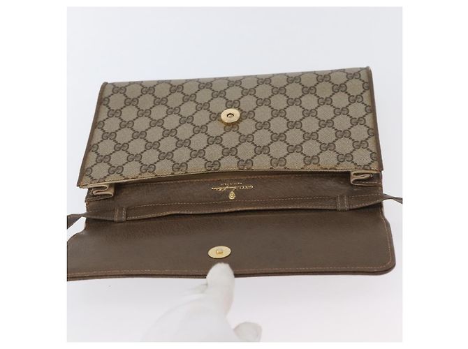 Gucci Borsa a Spalla GG Supreme PVC Beige Oro Auth ka3113 D'oro - vista 10
